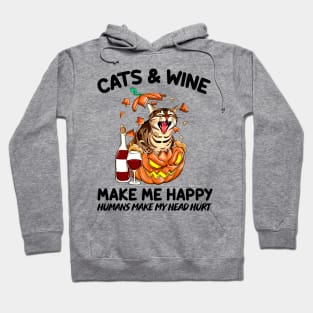 Cat & Wine Make Me Happy Humans Make My Head Hurt T-shirt Hoodie